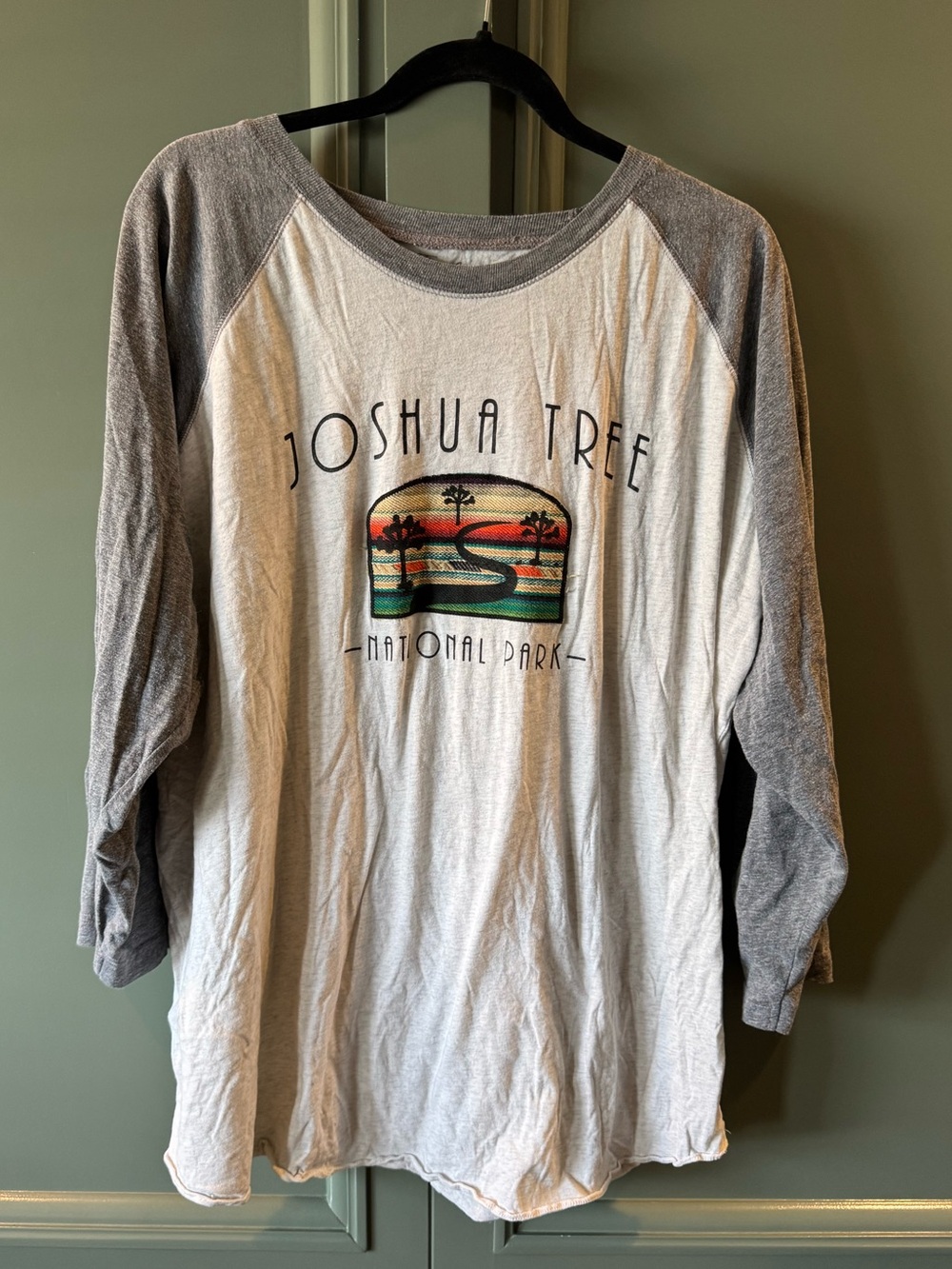 Joshua Tree National Park Raglan Tee - Gray & White